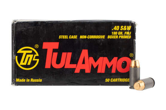 TulAmmo steel case 180gr .40 S&W handgun ammo, box of 50